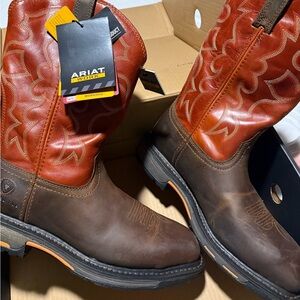 Ariat Men's Red and Brown Work Boots